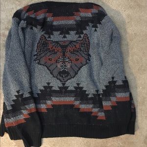 Urban outfitters aztec wolf cardigan